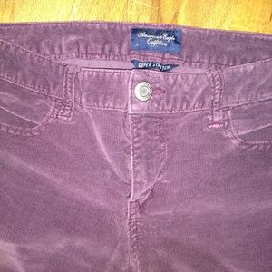 Plum colored corduroy skinny pants
